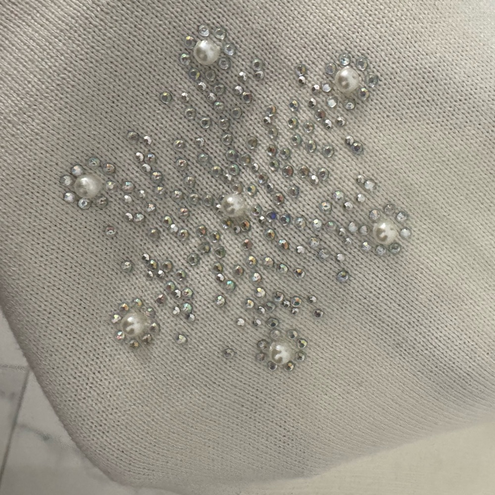 Quacker Factory Pearl and Rhinestone Snowflake Sweater - Picture 2 of 4